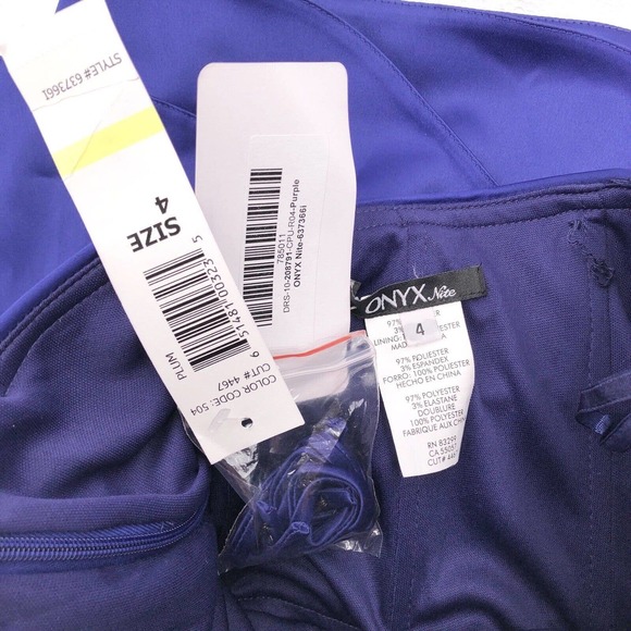 Onyx Nite NEW Womens Size 4 Strapless Purple Satin Ruched Mini Dress Event Dress - Picture 7 of 9